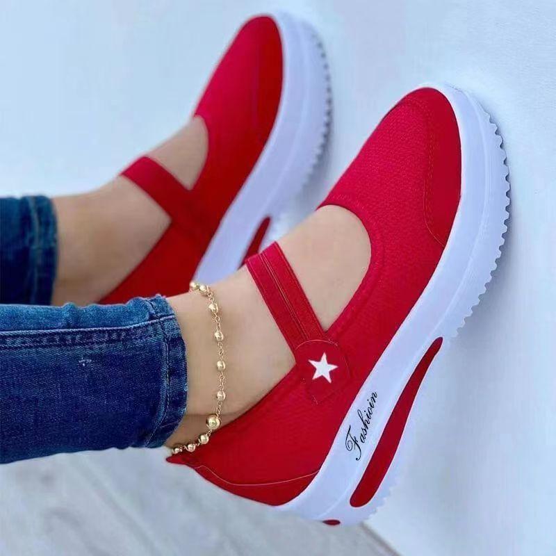Women Casual Thick Sole Sport Sneakers Breathable Platform Flat Walking Shoes