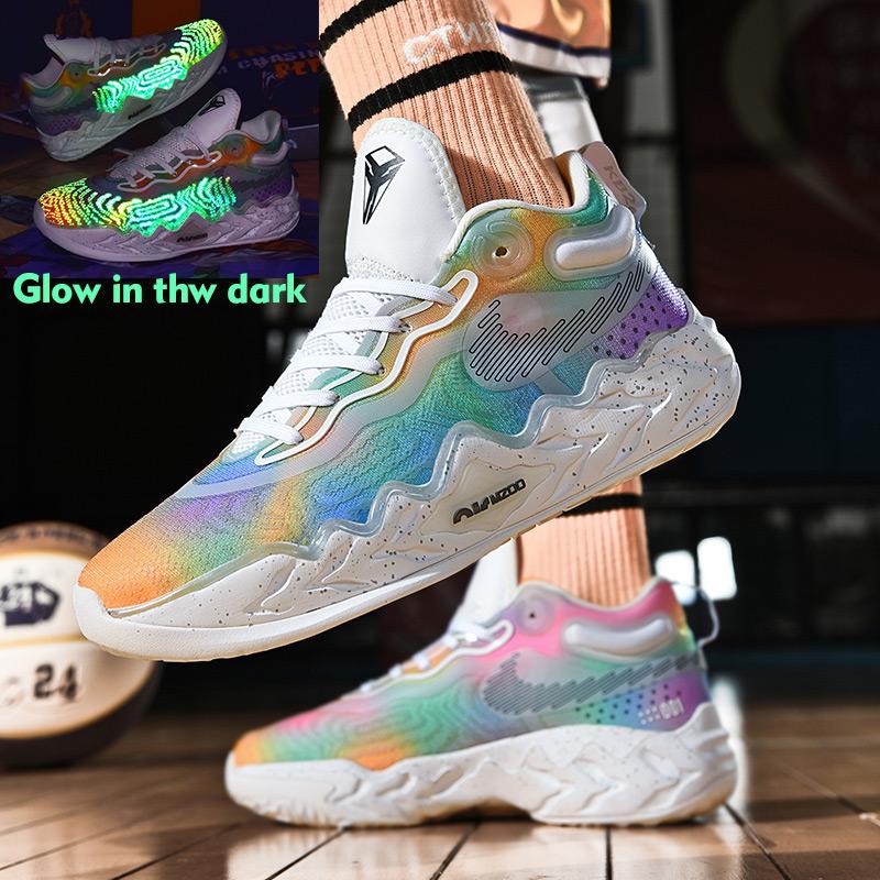 IEAGO Glow In The Dark Men Women Basketball Shoes Breathable Sports Shoes Unisex Training Athletic Sneakers