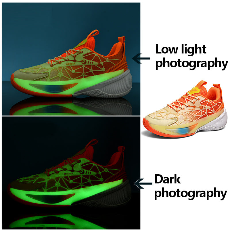 IEAGO Original High Quality Spike Men's Glow In Dark Basketball Shoes Women Anti-skid Couple Breathable Sport Running Sneakers