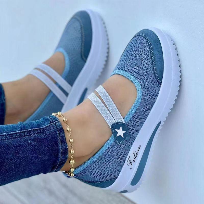 Women Casual Thick Sole Sport Sneakers Breathable Platform Flat Walking Shoes