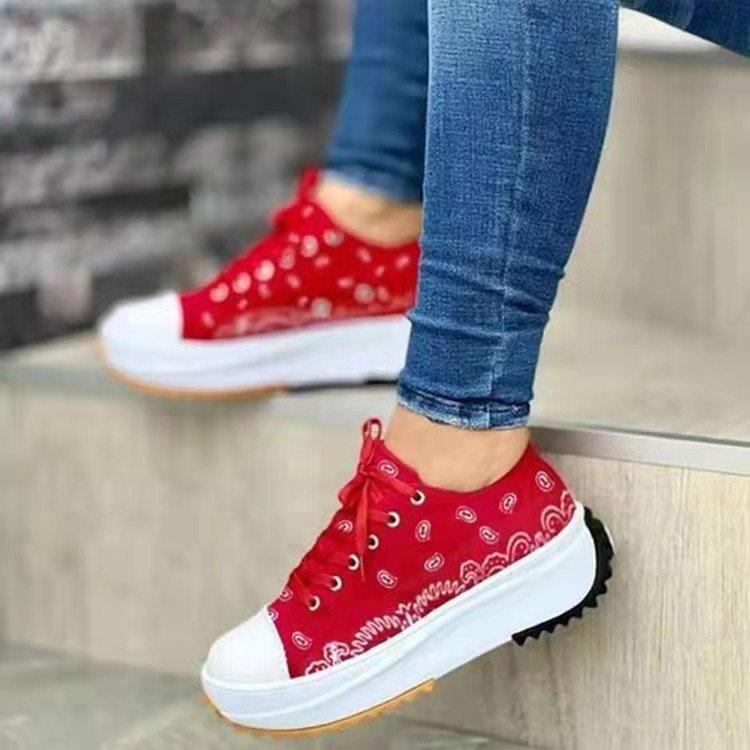 IEAGO Women Casual Platform Wedge Sneakers Chunky Sole Comfortable Breathable Sport Shoes