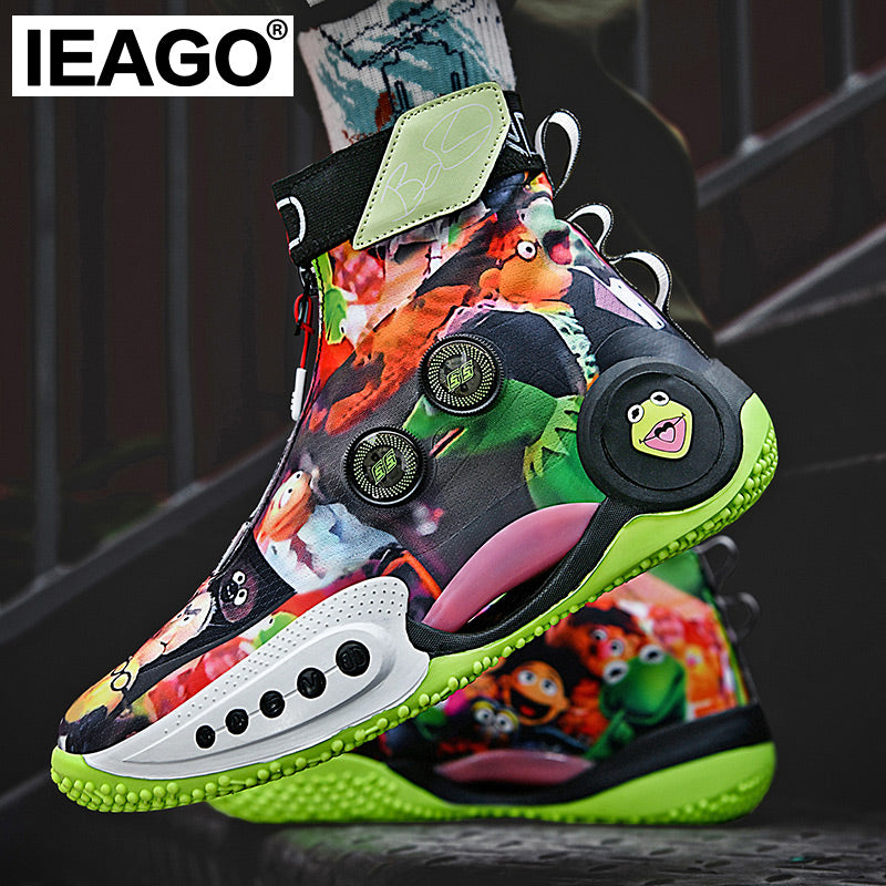 IEAGO Original High Quality Spike Basketball Shoes for Men Women Casual Breathable Non-Slip Outdoor Sports Running Sneakers