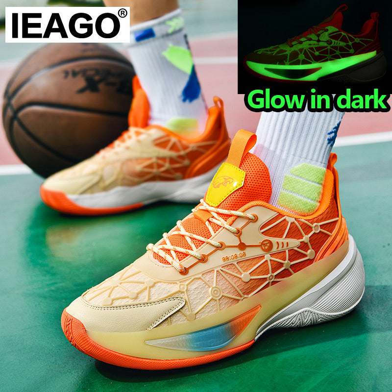 IEAGO Original High Quality Spike Men's Glow In Dark Basketball Shoes Women Anti-skid Couple Breathable Sport Running Sneakers